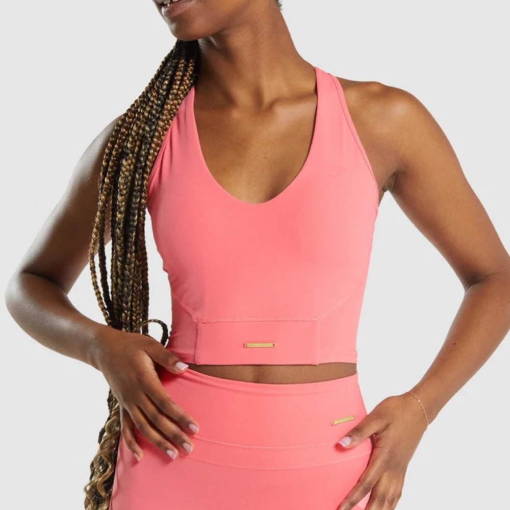 Gymshark x Whitney Simmons Crop Tank - Peony Pink - Size XL